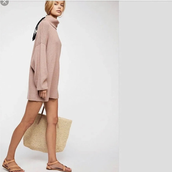 FREE PEOPLE Softly Structured Knit Tunic Dusty Mauve Size Small - Picture 2 of 10